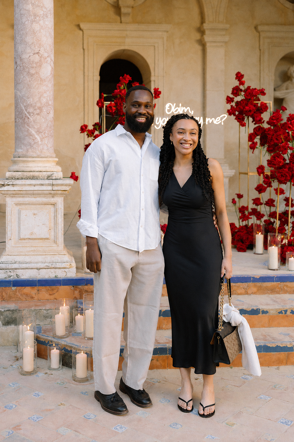 Chiazam and Tofunmi standing together at their proposal